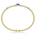 Gabriel & Co. BG4435-62M45SA 14K White-Yellow Gold Bujukan Bead Cuff Bracelet with Sapphire and Diamond Halo Station