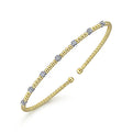 Gabriel & Co. BG4436-62M45JJ 14K White-Yellow Gold Bujukan Bead Cuff Bracelet with Diamond Stations