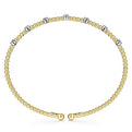 Gabriel & Co. BG4436-62M45JJ 14K White-Yellow Gold Bujukan Bead Cuff Bracelet with Diamond Stations