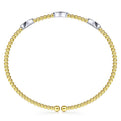 Gabriel & Co. BG4437-62M45JJ 14K White-Yellow Gold Bujukan Bead Cuff Bracelet with Diamond Filled Marquise Stations