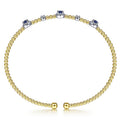 Gabriel & Co. BG4438-62M45SA 14K White-Yellow Gold Bujukan Bead Cuff Bracelet with Sapphire and Diamond Halo Stations