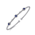 Gabriel & Co. BG4438-62W45SA 14K White Gold Bujukan Bead Cuff Bracelet with Sapphire and Diamond Halo Stations