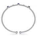 Gabriel & Co. BG4438-62W45SA 14K White Gold Bujukan Bead Cuff Bracelet with Sapphire and Diamond Halo Stations