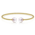 Gabriel & Co. BG4475-62Y4JPL 14K Yellow Gold Bujukan Bead Split Cuff Bracelet with Cultured Pearls