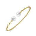 Gabriel & Co. BG4475-62Y4JPL 14K Yellow Gold Bujukan Bead Split Cuff Bracelet with Cultured Pearls