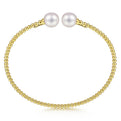 Gabriel & Co. BG4475-62Y4JPL 14K Yellow Gold Bujukan Bead Split Cuff Bracelet with Cultured Pearls