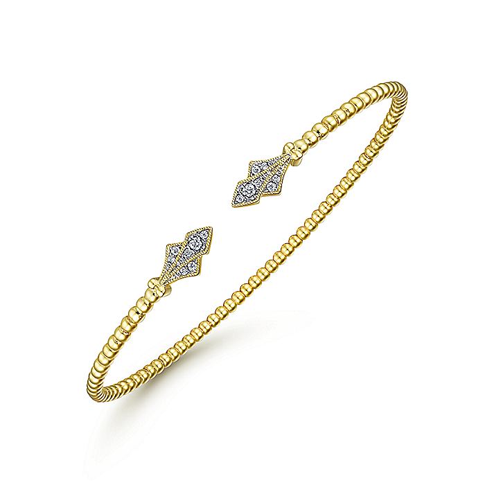 Gabriel & Co. BG4612-62Y45JJ 14K Yellow Gold Bujukan Bead Split Cuff with Diamonds