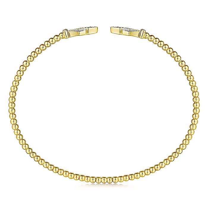 Gabriel & Co. BG4612-62Y45JJ 14K Yellow Gold Bujukan Bead Split Cuff with Diamonds