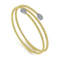 Gabriel & Co. BG4621-62M45JJ 14K White&Yellow Gold Bujukan Bead Wrap Bracelet with White Gold Diamond End Caps