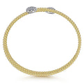 Gabriel & Co. BG4621-62M45JJ 14K White&Yellow Gold Bujukan Bead Wrap Bracelet with White Gold Diamond End Caps