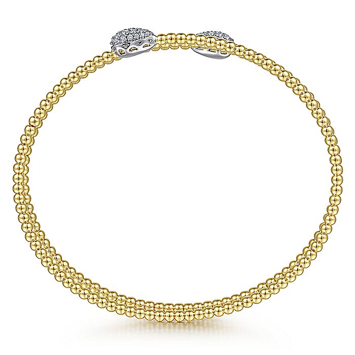 Gabriel & Co. BG4621-62M45JJ 14K White&Yellow Gold Bujukan Bead Wrap Bracelet with White Gold Diamond End Caps