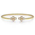 Gabriel & Co. BG4627-62Y4JPL 14K Yellow Gold Pearl Bujukan Open Bangle