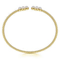 Gabriel & Co. BG4627-62Y4JPL 14K Yellow Gold Pearl Bujukan Open Bangle