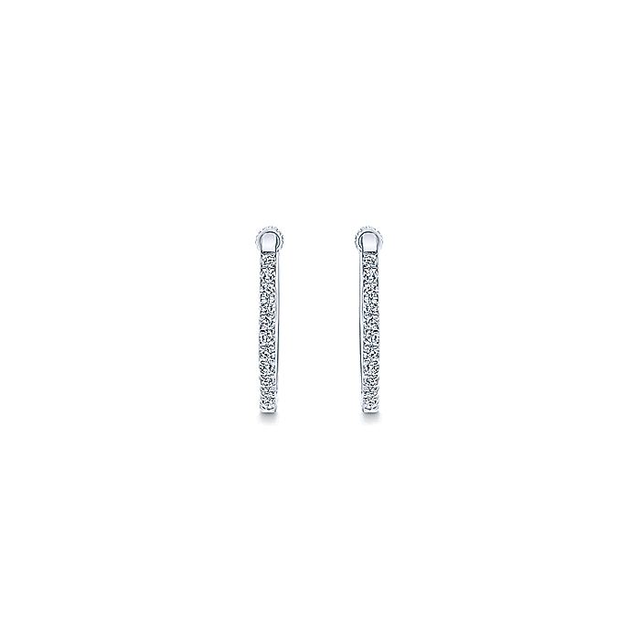 Gabriel & Co. EG10234W45JJ 14K White Gold Tiger Claw Set 20mm Oval Classic Diamond Hoop Earrings