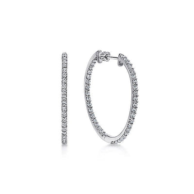 Gabriel & Co. EG10289W45JJ 14K White Gold Prong Set 25mm Round Inside Out Diamond Hoop Earrings