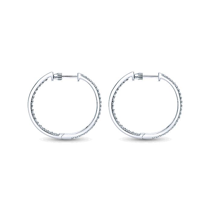 Gabriel & Co. EG10289W45JJ 14K White Gold Prong Set 25mm Round Inside Out Diamond Hoop Earrings