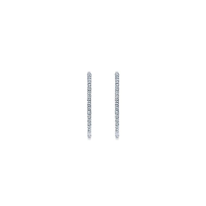 Gabriel & Co. EG10289W45JJ 14K White Gold Prong Set 25mm Round Inside Out Diamond Hoop Earrings