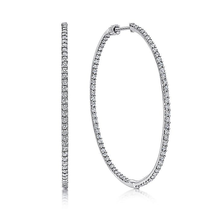 Gabriel & Co. EG10291W45JJ 14K White Gold Prong Set 50mm Round Inside Out Diamond Hoop Earrings