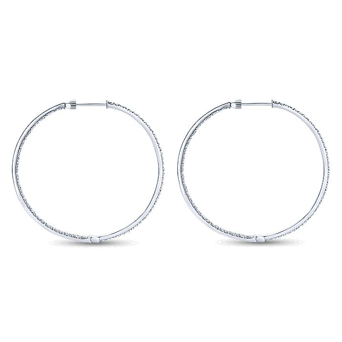 Gabriel & Co. EG10291W45JJ 14K White Gold Prong Set 50mm Round Inside Out Diamond Hoop Earrings