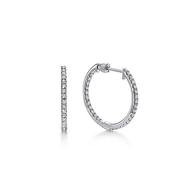 Gabriel & Co. EG10856W45JJ 14K White Gold Tiger Claw Set 20mm Round Inside Out Diamond Hoop Earrings