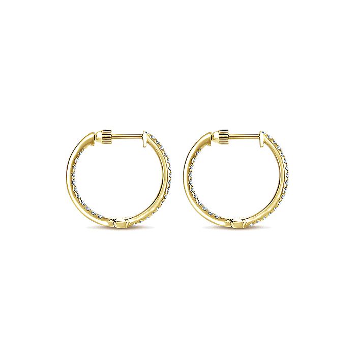 Gabriel & Co. EG10856Y45JJ 14K Yellow Gold Tiger Claw Set 20mm Round Inside Out Diamond Hoop Earrings