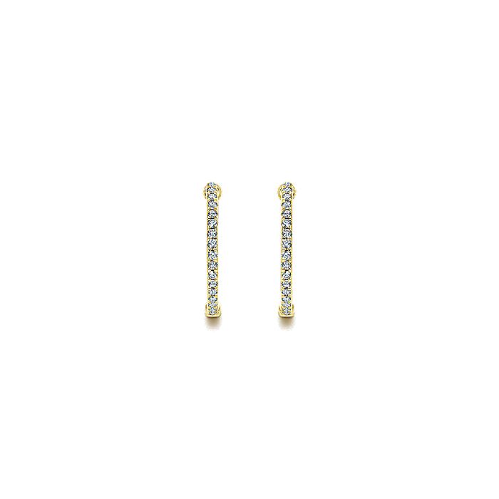 Gabriel & Co. EG10856Y45JJ 14K Yellow Gold Tiger Claw Set 20mm Round Inside Out Diamond Hoop Earrings