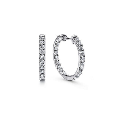 Gabriel & Co. EG10857W45JJ 14K White Gold Tiger Claw Set 20mm Round Inside Out Diamond Hoop Earrings