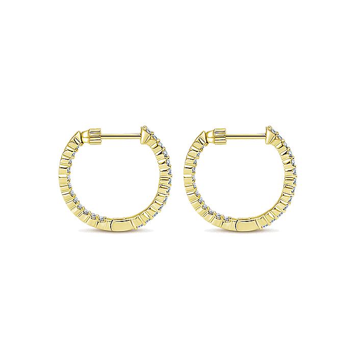 Gabriel & Co. EG10861Y45JJ 14K Yellow Gold Prong Set 20mm Round Inside Out Diamond Hoop Earrings