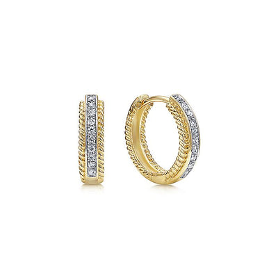 Gabriel & Co. EG10887Y45JJ 14K Yellow Gold 15mm Diamond Hoop Earrings