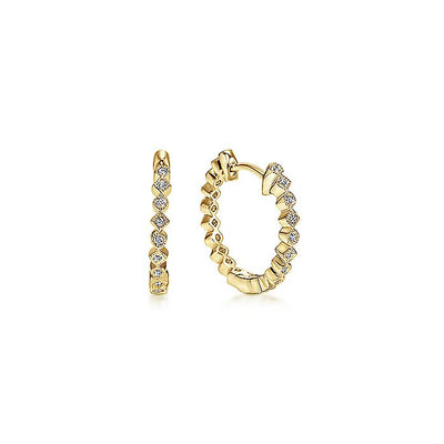 Gabriel & Co. EG10989Y45JJ 14K Yellow Gold Alternating Square and Round Diamond 15mm Huggies