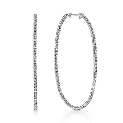 Gabriel & Co. EG11514W45JJ 14K White Gold French Pavé  55mm Oval Inside Out Diamond Hoop Earrings