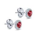 Gabriel & Co. EG11602W45RA 14K White Gold Round Diamond Halo Ruby Stud Earrings