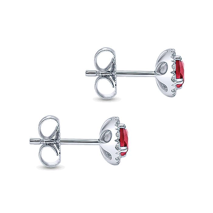 Gabriel & Co. EG11602W45RA 14K White Gold Round Diamond Halo Ruby Stud Earrings