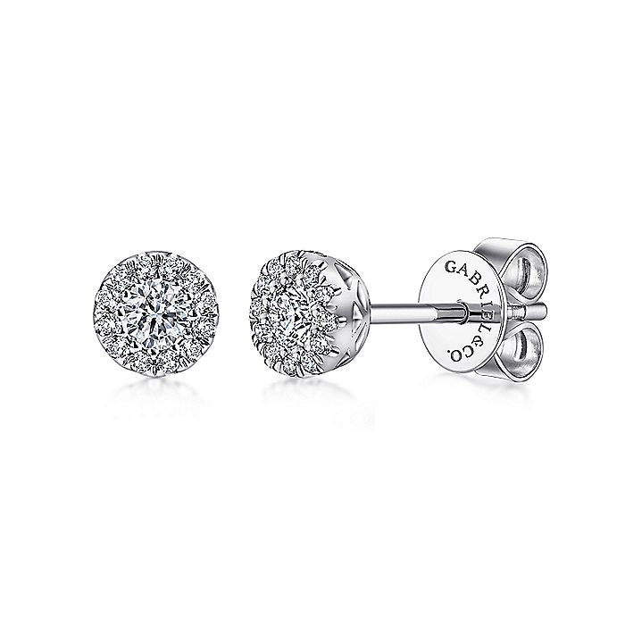 Gabriel & Co. EG11812W45JJ 14K White Gold Diamond Halo Stud Earrings