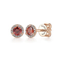 Gabriel & Co. EG12372K45GN 14K Rose Gold Diamond Halo Garnet Stud Earring