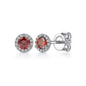 Gabriel & Co. EG12372W45GN 14K White Gold Round Halo Garnet and Diamond Stud Earring