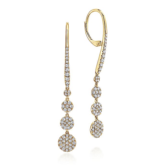 Gabriel & Co. EG12961Y45JJ 14K Yellow Gold Long Graduating Circle Diamond Drop Earrings