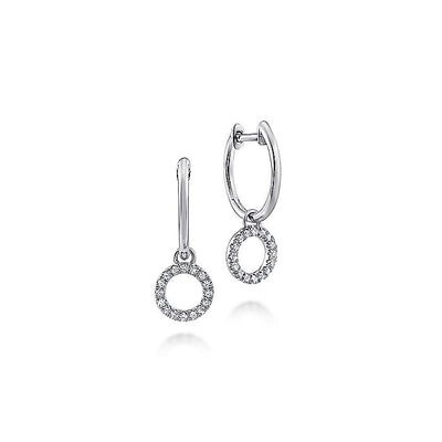 Gabriel & Co. EG13068W45JJ 14K White Gold Pavé 10mm Diamond Loop Huggie Drop Earrings