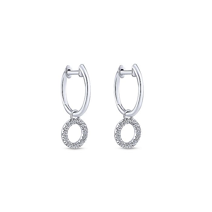 Gabriel & Co. EG13068W45JJ 14K White Gold Pavé 10mm Diamond Loop Huggie Drop Earrings