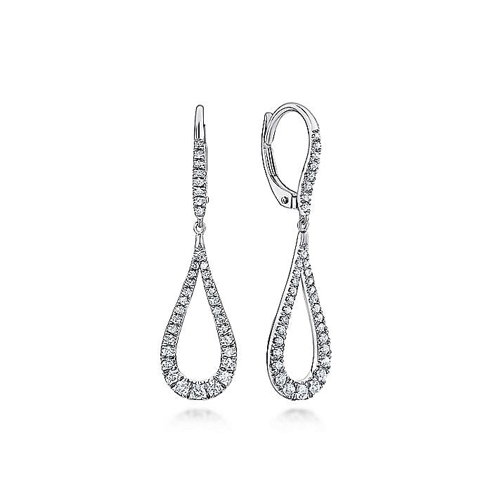 Gabriel & Co. EG13195W45JJ 14K White Gold Contoured Pear Shaped Diamond Drop Earrings