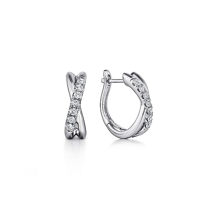 Gabriel & Co. EG13328W45JJ 14K White Gold Twisted 15mm Diamond Huggies