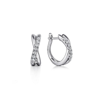 Gabriel & Co. EG13328W45JJ 14K White Gold Twisted 15mm Diamond Huggies