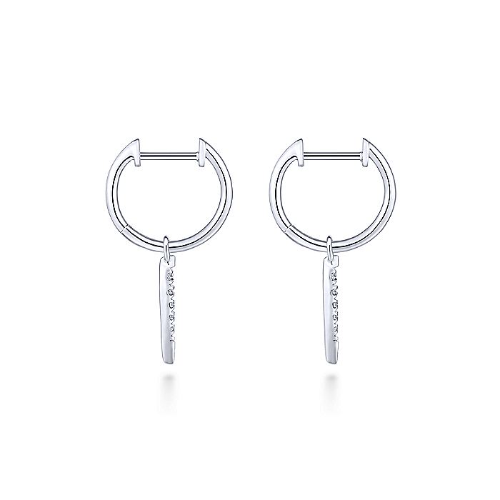 Gabriel & Co. EG13333W45JJ 14K White Gold Pavé 10mm Diamond Spike Huggie Drop Earrings