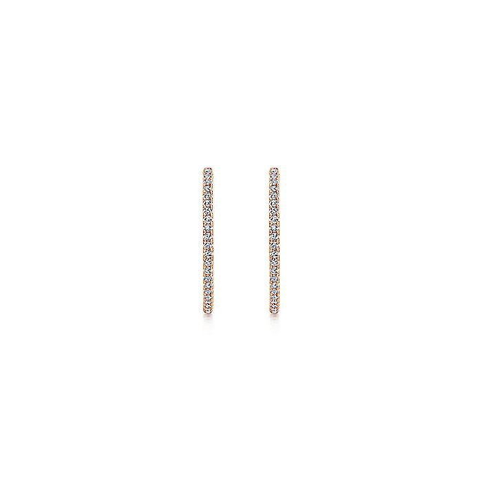 Gabriel & Co. EG13460K45JJ 14K Rose Gold French Pavé 20mm Round Inside Out Diamond Hoop Earrings