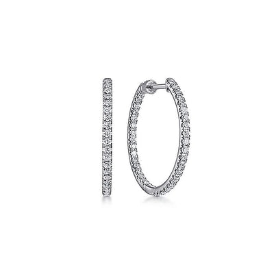 Gabriel & Co. EG13461W45JJ 14K White Gold French Pavé 20mm Round Inside Out Diamond Hoop Earrings