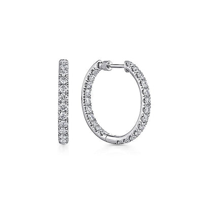 Gabriel & Co. EG13464W45JJ 14K White Gold French Pavé 20mm Round Inside Out Diamond Hoop Earrings