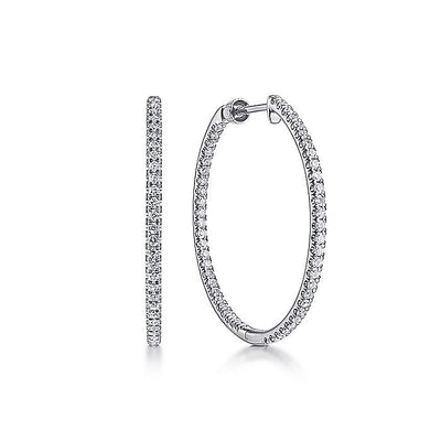 Gabriel & Co. EG13466W45JJ 14K White Gold French Pavé 30mm Round Inside Out Diamond Hoop Earrings