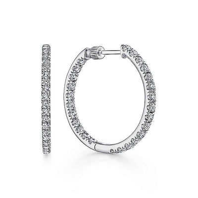 Gabriel & Co. EG13478W45JJ 14K White Gold French Pavé 30mm Round Inside Out Diamond Hoop Earrings