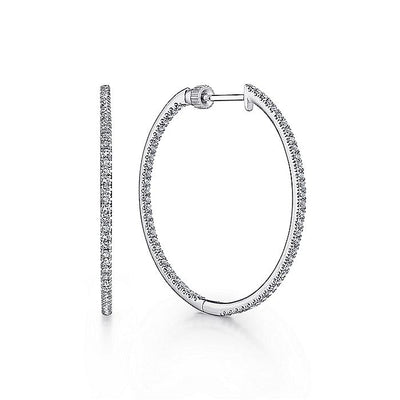 Gabriel & Co. EG13479W45JJ 14K White Gold French Pavé 30mm Round Inside Out Diamond Hoop Earrings