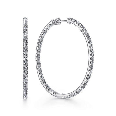 Gabriel & Co. EG13507W45JJ 14K White Gold French Pavé 40mm Round Inside Out Diamond Hoop Earrings